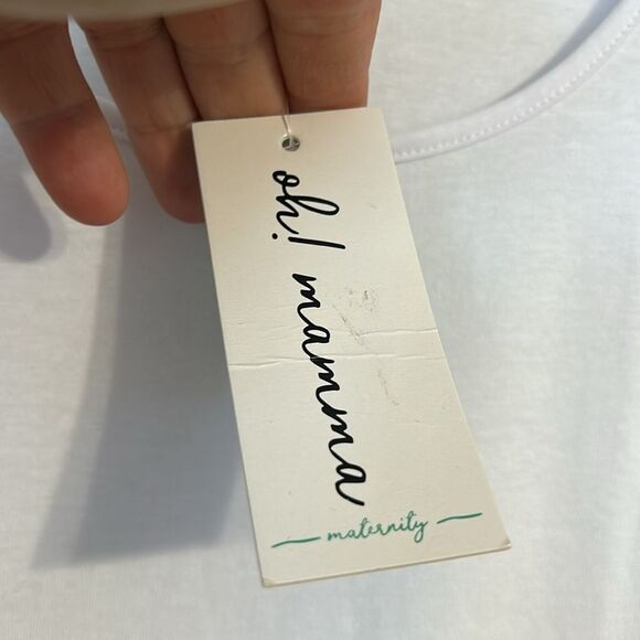 OH MAMMA Size Small White Maternity T-Shirt Crewneck NWT Stretch Postpartum - Picture 4 of 8